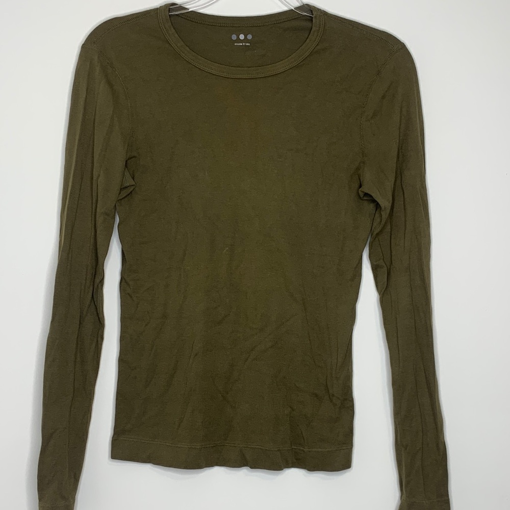 Three Dots Olive Green Long Sleeve Top